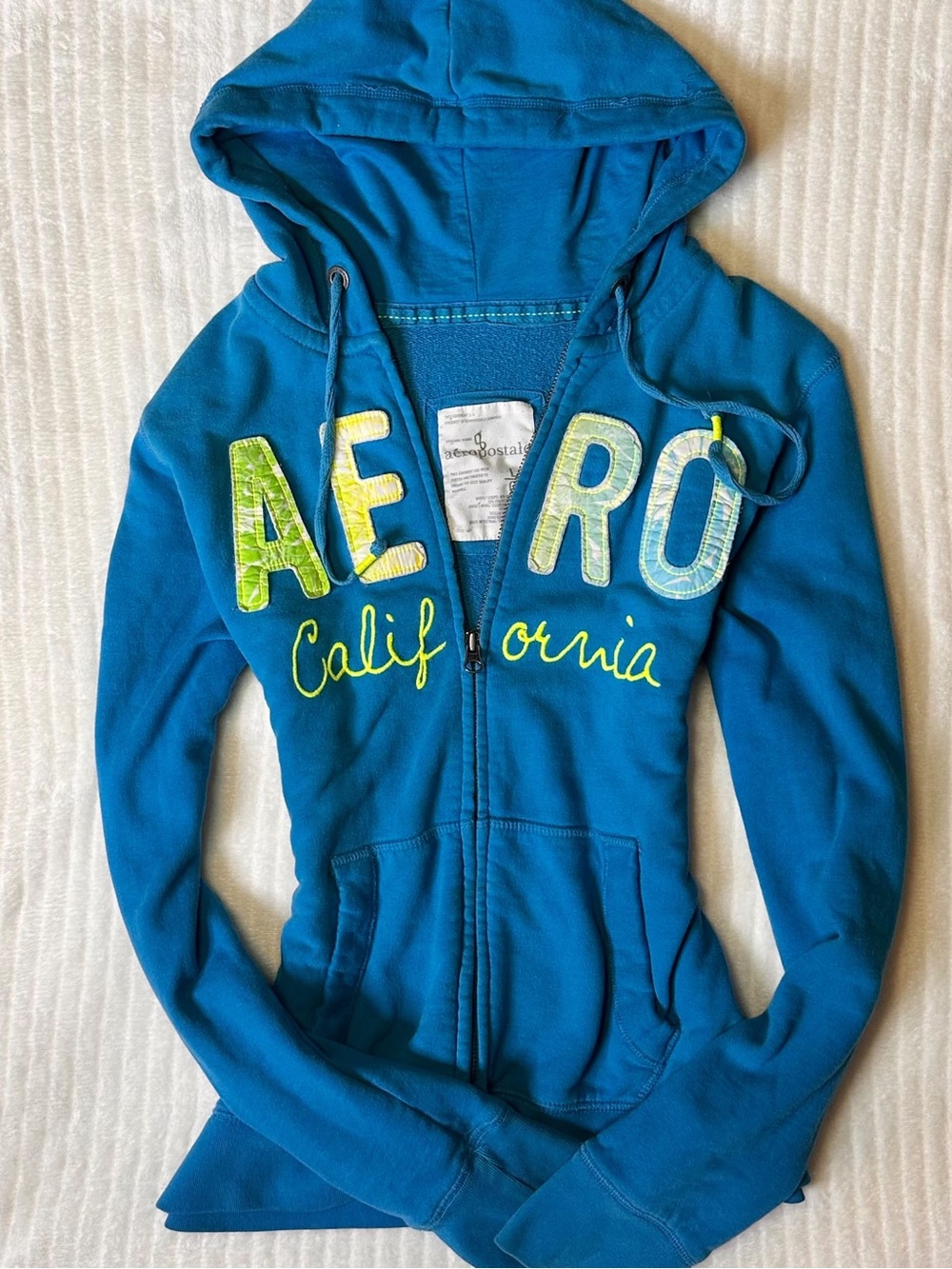 Y2K Aeropostale California Blue Zip Up Hoodie L Vintage Graphic Sweatshirt